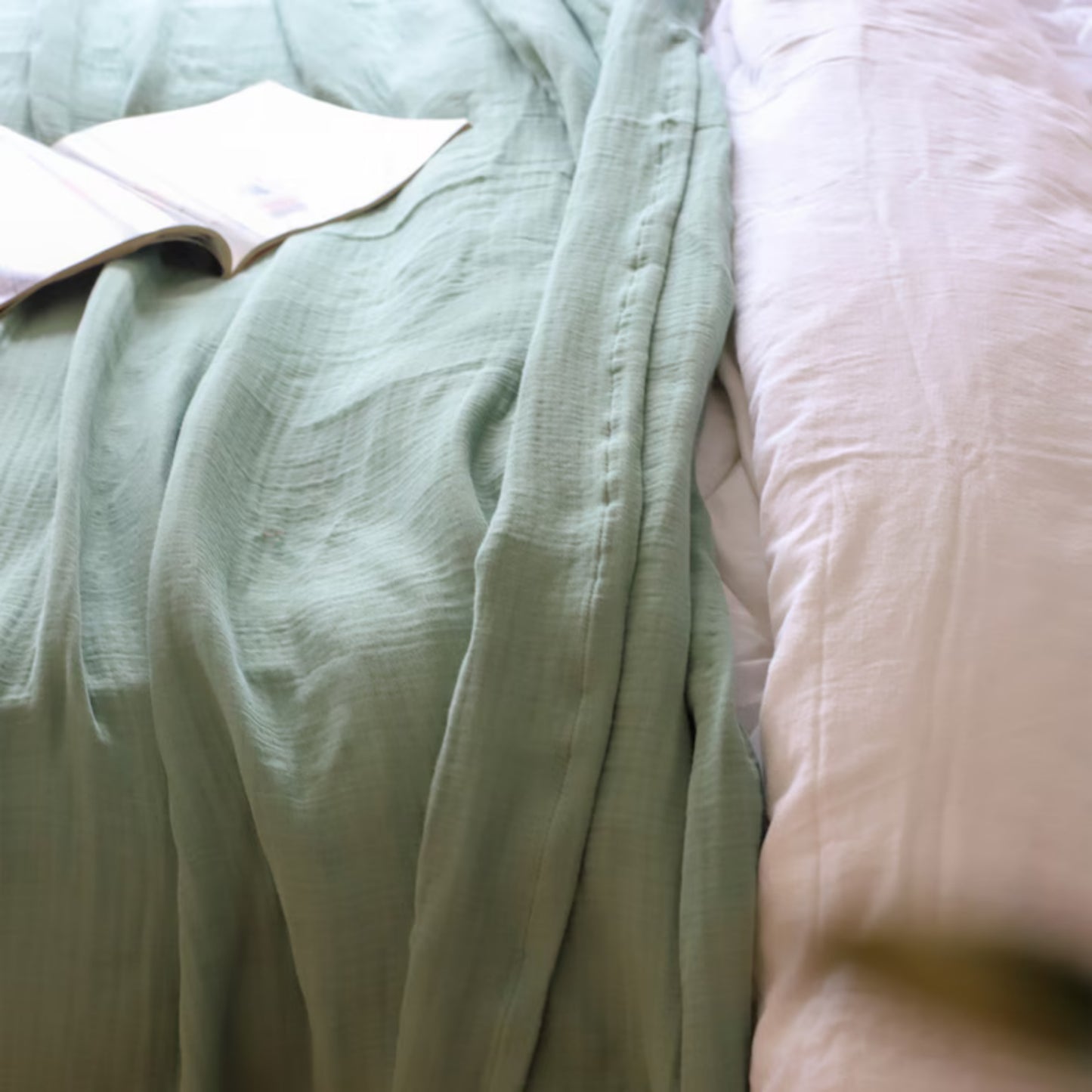 Sage Green 4-Layer Muslin Blanket Bulk Pack of 5 Pieces-2