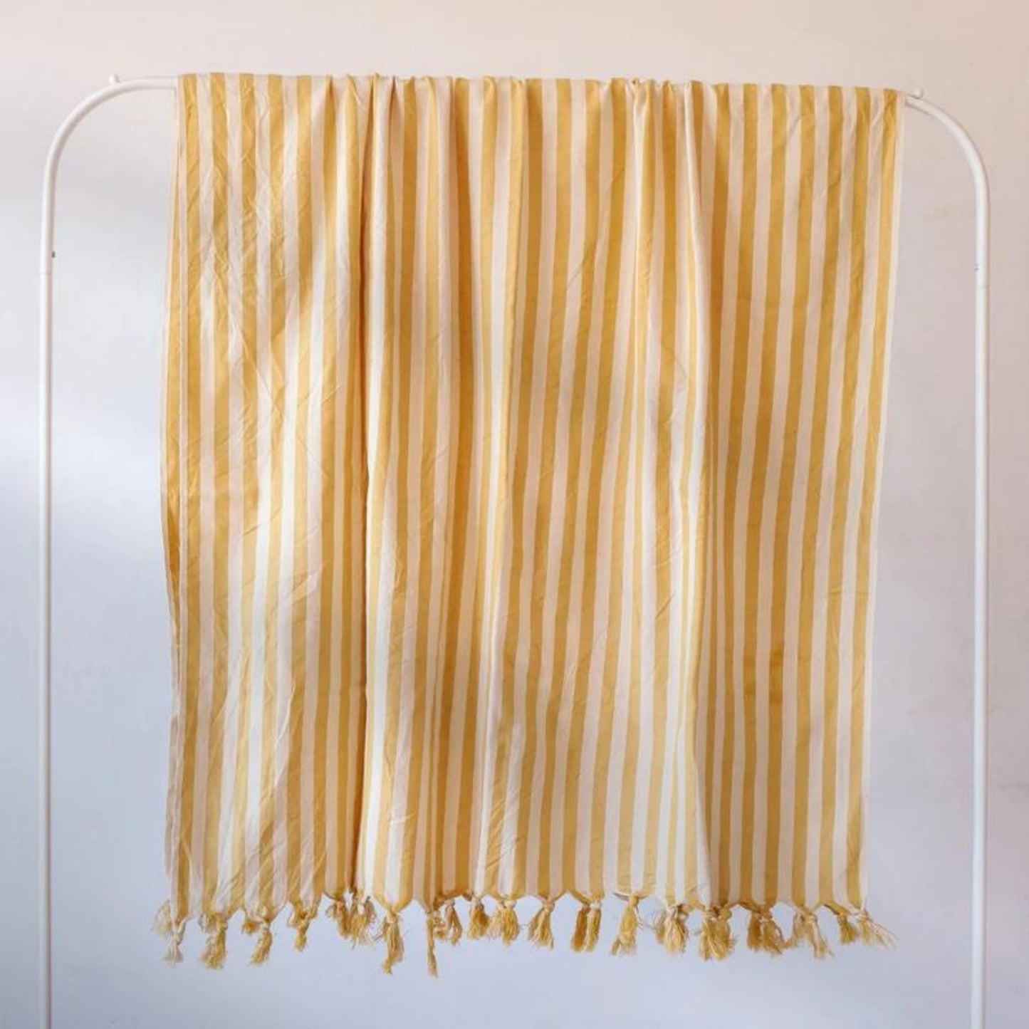 Bulk Turkish Towels Pack of 10 Pieces Yellow Striped, Black-Loom Weave