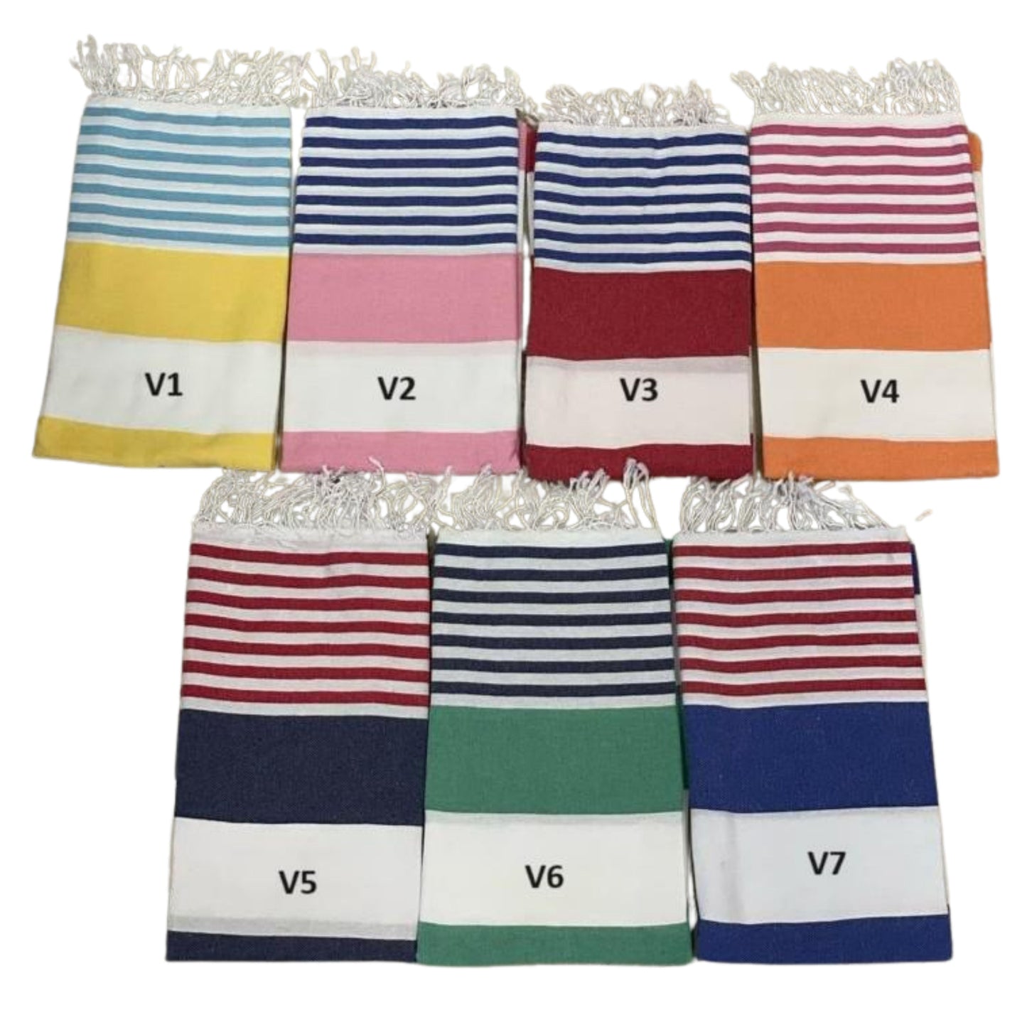Marine Blue Striped Bulk Turkish Towels Pack of 10 Pieces-3