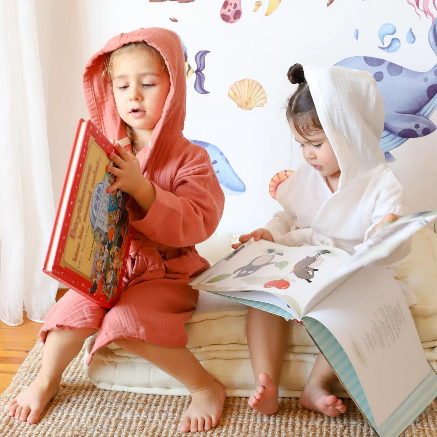 Bulk Muslin Robe with Hooded for Kids and Toddlers