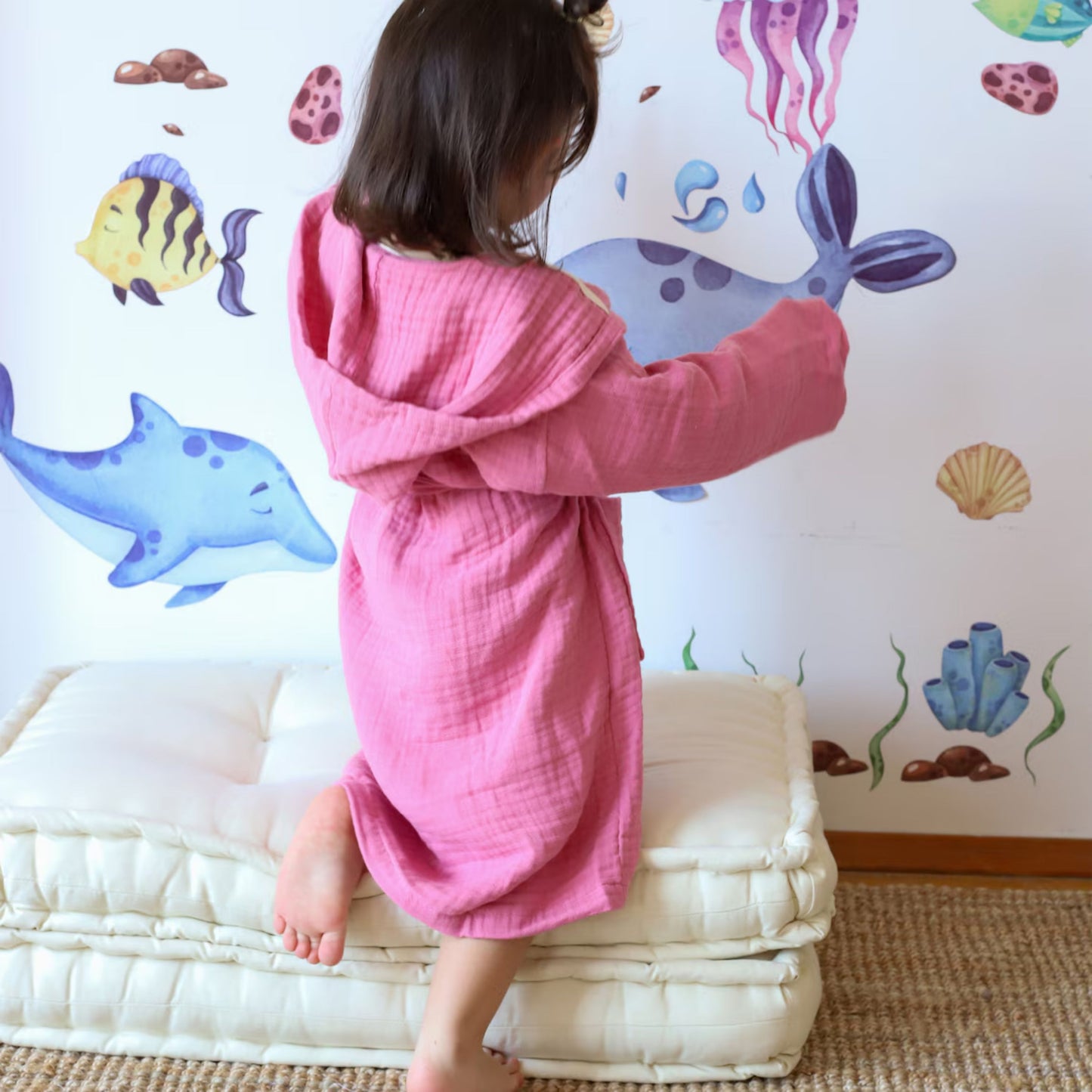 Bulk Muslin Robe with Hooded for Kids and Toddlers