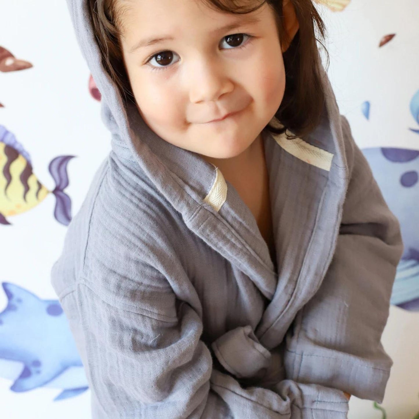 Bulk Muslin Robe with Hooded for Kids and Toddlers