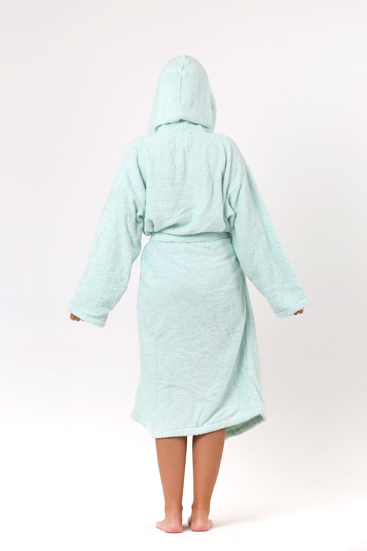 Premium Terry Cloth Bathrobe with Hooded Mint, High-Quality, 100% Turkish Cotton-3