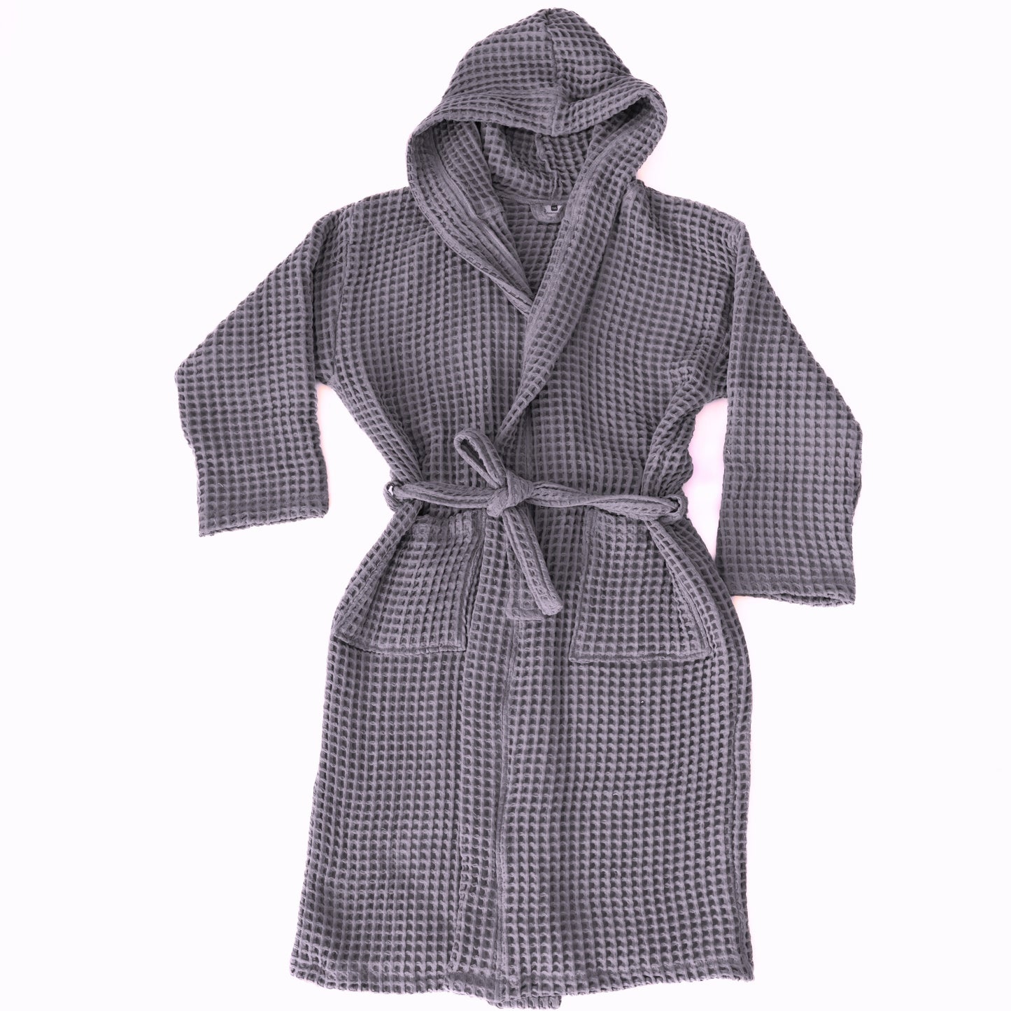 Waffle Robe with Hooded Unisex Grey Bulk