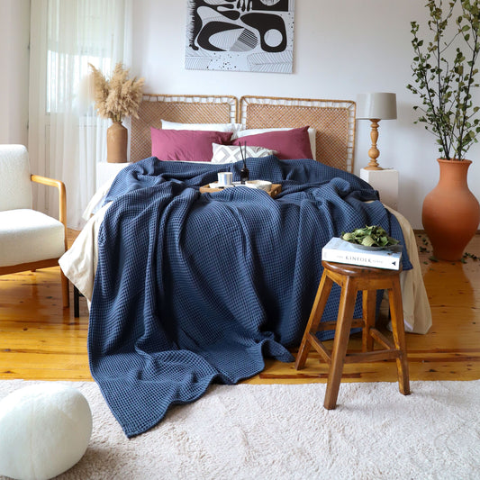 Bulk Waffle Weave Throws, Blankets and Bedspreads Anthracite, 100% Turkish Cotton, High-Quality-1