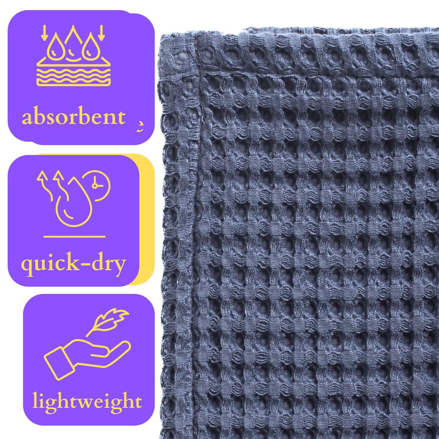 Bulk Waffle Weave Throws, Blankets and Bedspreads Anthracite, 100% Turkish Cotton, High-Quality-5