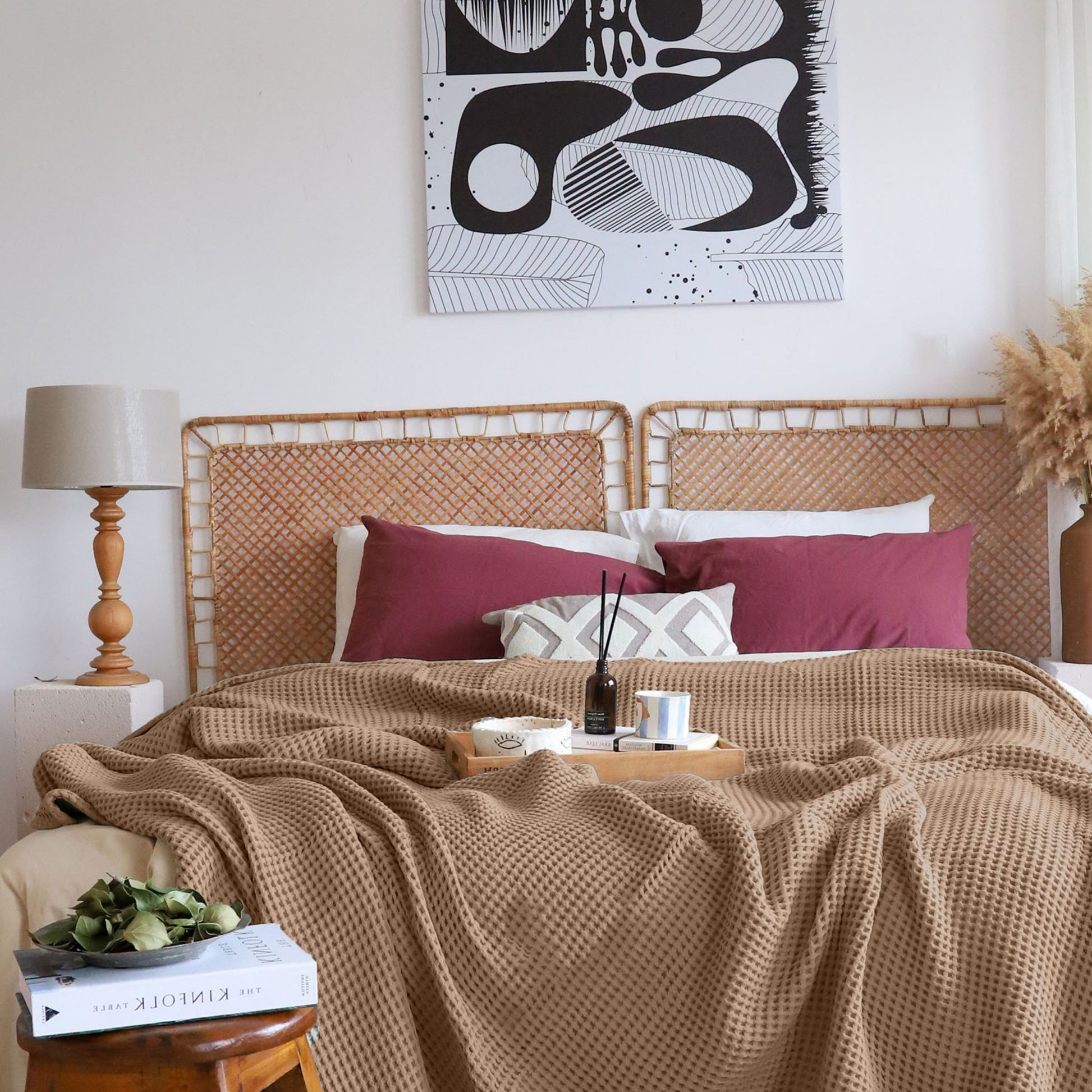 Bulk Waffle Weave Throws, Blankets and Bedspreads Brown, 100% Turkish Cotton, High-Quality-1