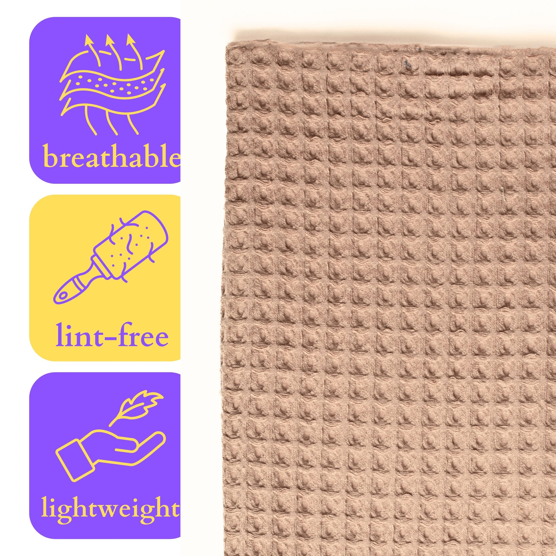 Bulk Waffle Weave Throws, Blankets and Bedspreads Brown, 100% Turkish Cotton, High-Quality-5