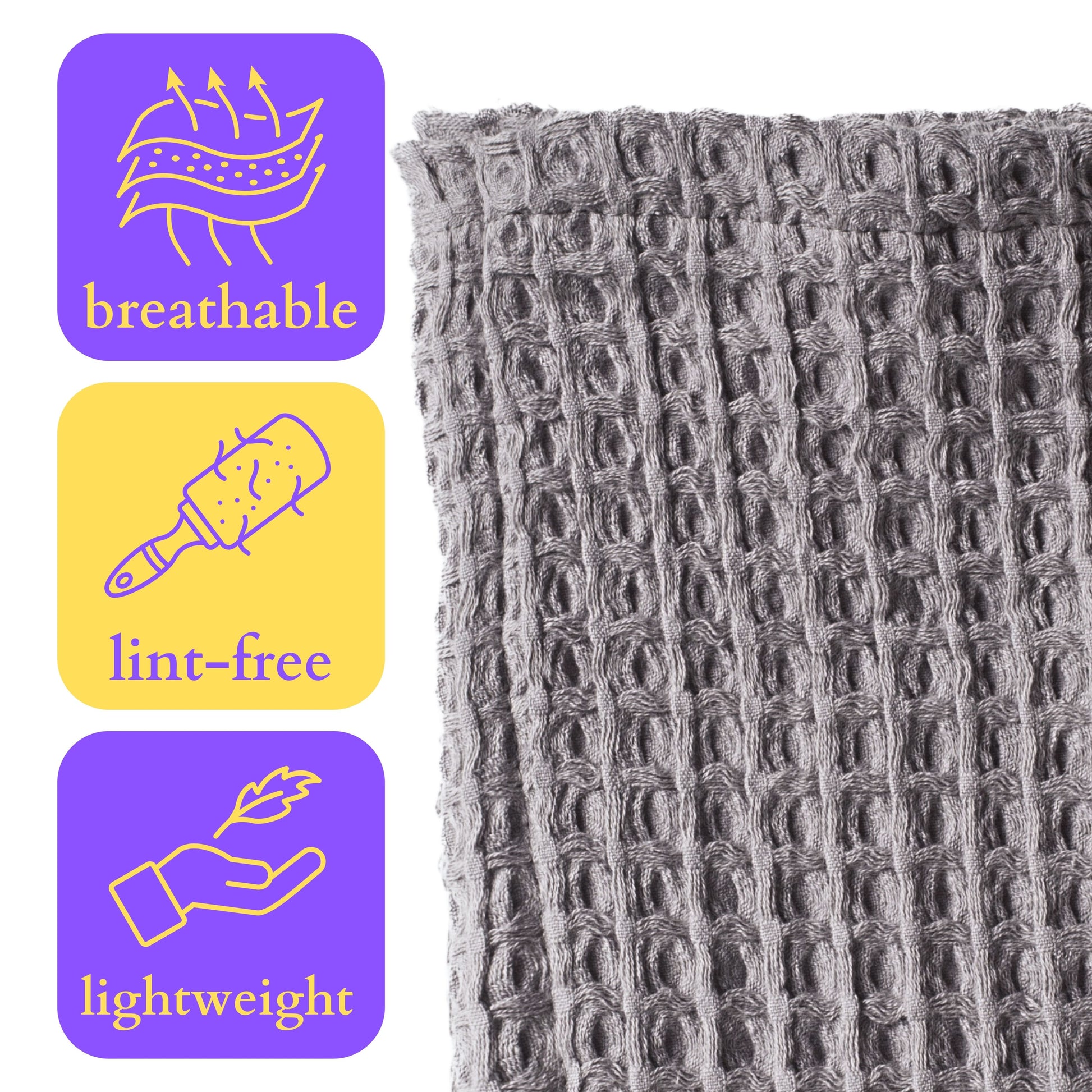 Bulk Waffle Weave Throws, Blankets and Bedspreads Gray, 100% Turkish Cotton, High-Quality-5