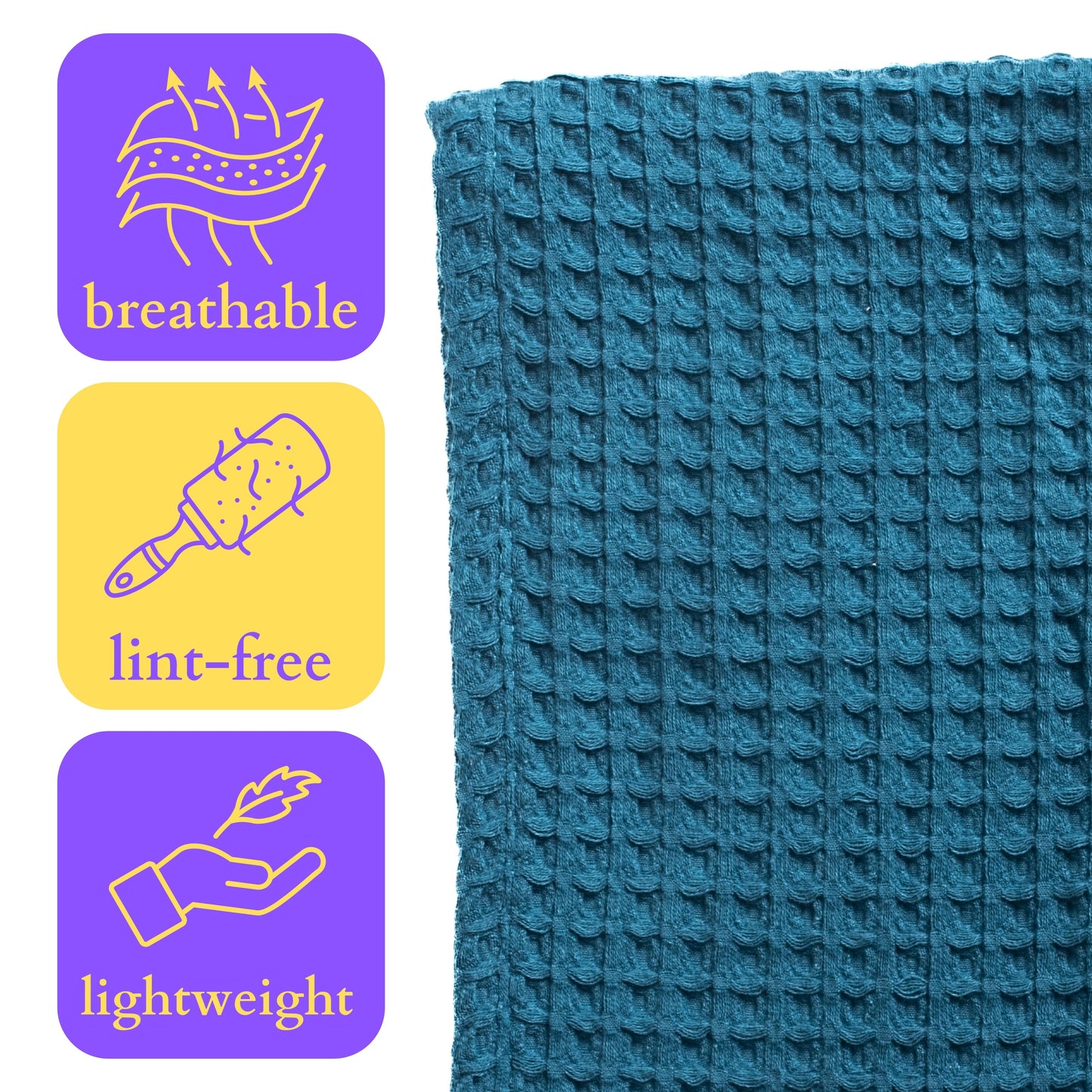 Bulk Waffle Weave Throws, Blankets and Bedspreads Indigo Blue, 100% Turkish Cotton, High-Quality-5