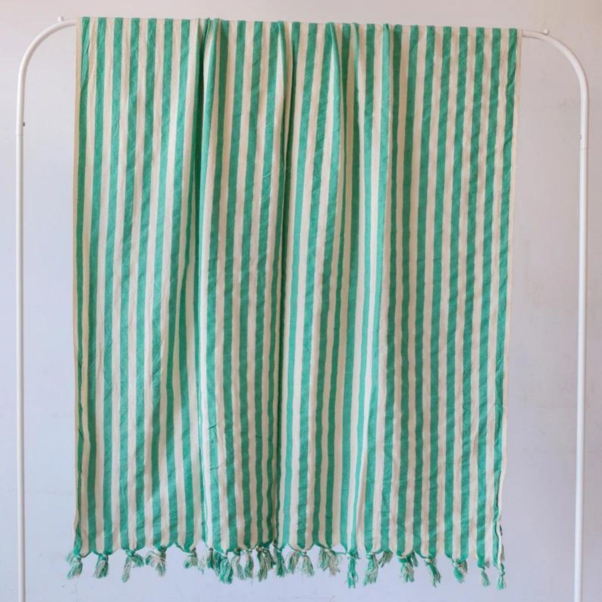 Bulk Turkish Towels Pack of 10 Pieces Green Striped, Black-Loom Weave