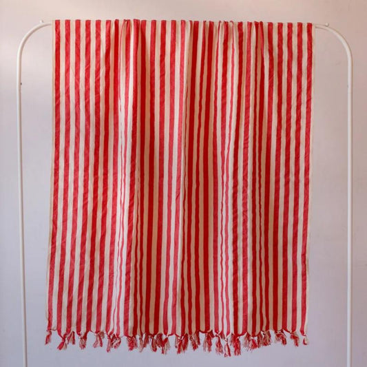 Bulk Turkish Towels Pack of 10 Pieces Red Striped, Black-Loom Weave