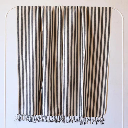 Bulk Turkish Towels Pack of 10 Pieces Black Striped, Black-Loom Weave