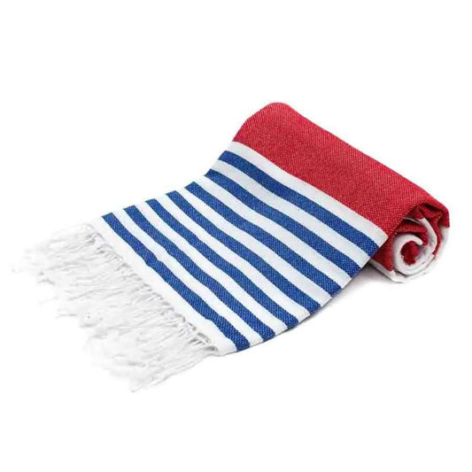 Marine Blue Striped Bulk Turkish Towels Pack of 10 Pieces-1