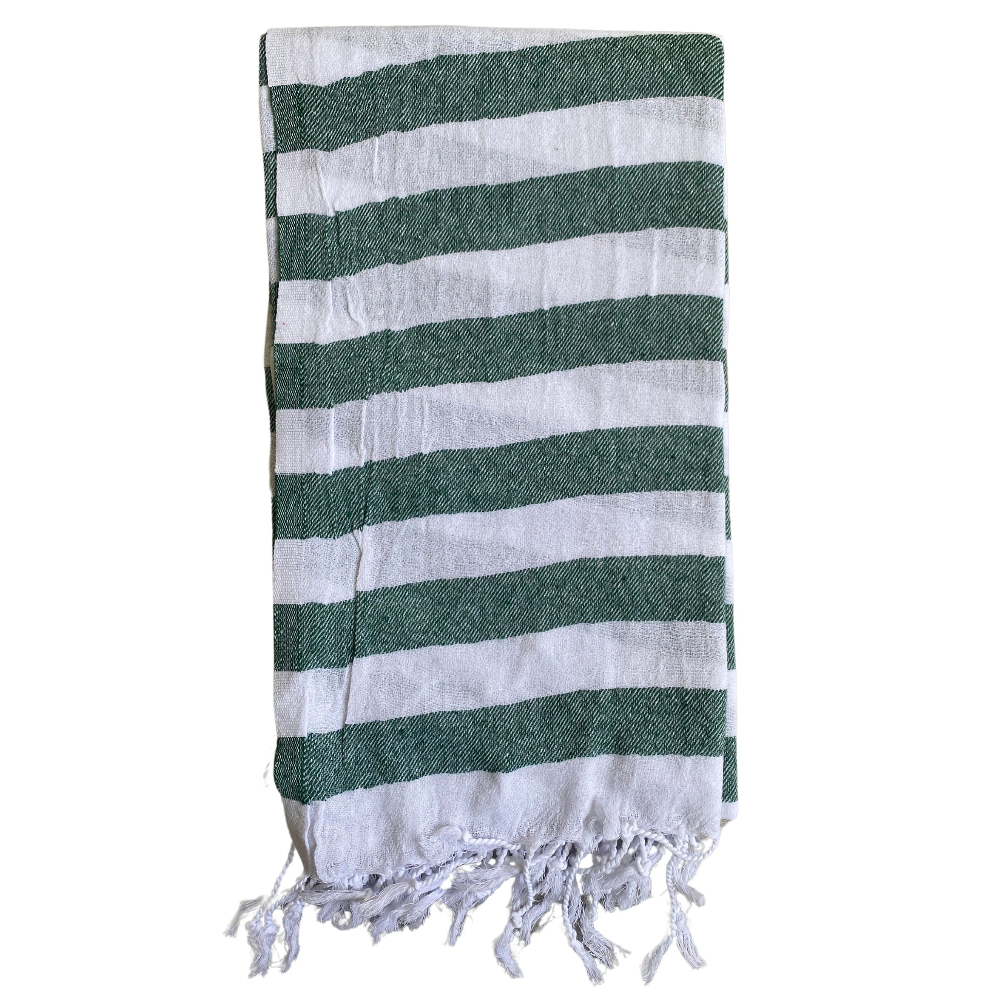 Cheap Cabana Striped Turkish Towels Bulk Pack of 10 Pieces Green-1