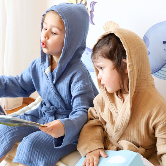 Muslin Robe with Hooded for Kids and Toddlers