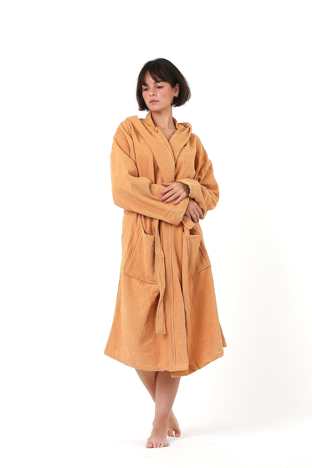 Premium Terry Cloth Bathrobe with Hooded Caramel in Bulk