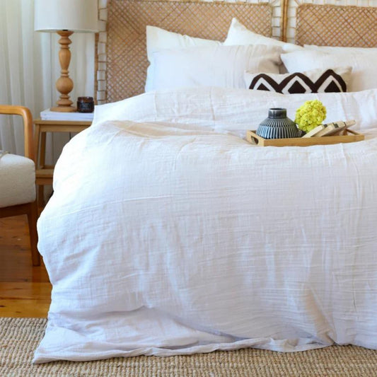 Bulk Muslin Duvet Cover Sets White, 100% Turkish Cotton, Soft, Breathable, High-Quality