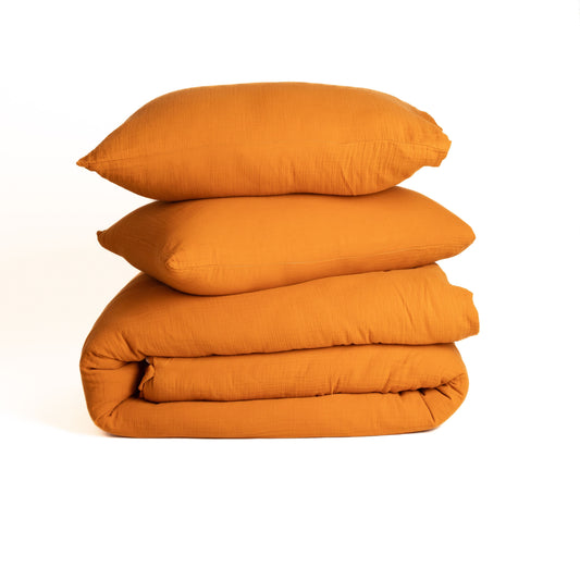 Bulk Muslin Duvet Cover Sets Caramel, 100% Turkish Cotton, Soft, Breathable, High-Quality