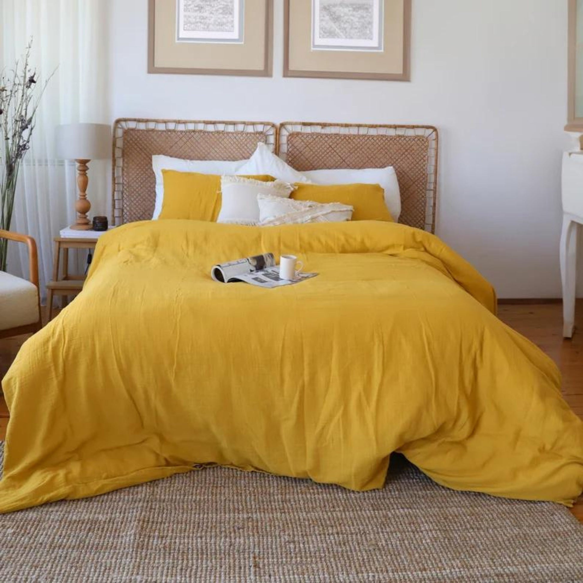 Bulk Muslin Duvet Cover Sets Mustard, 100% Turkish Cotton, Soft, Breathable, High-Quality-1