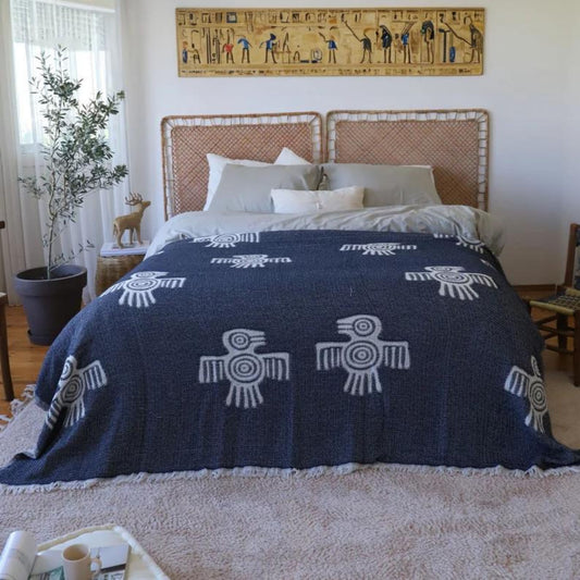 Etamine Woven Bedspread Aztec Bird, Bulk 100% Turkish Cotton Turkish Throws and Blankets-1