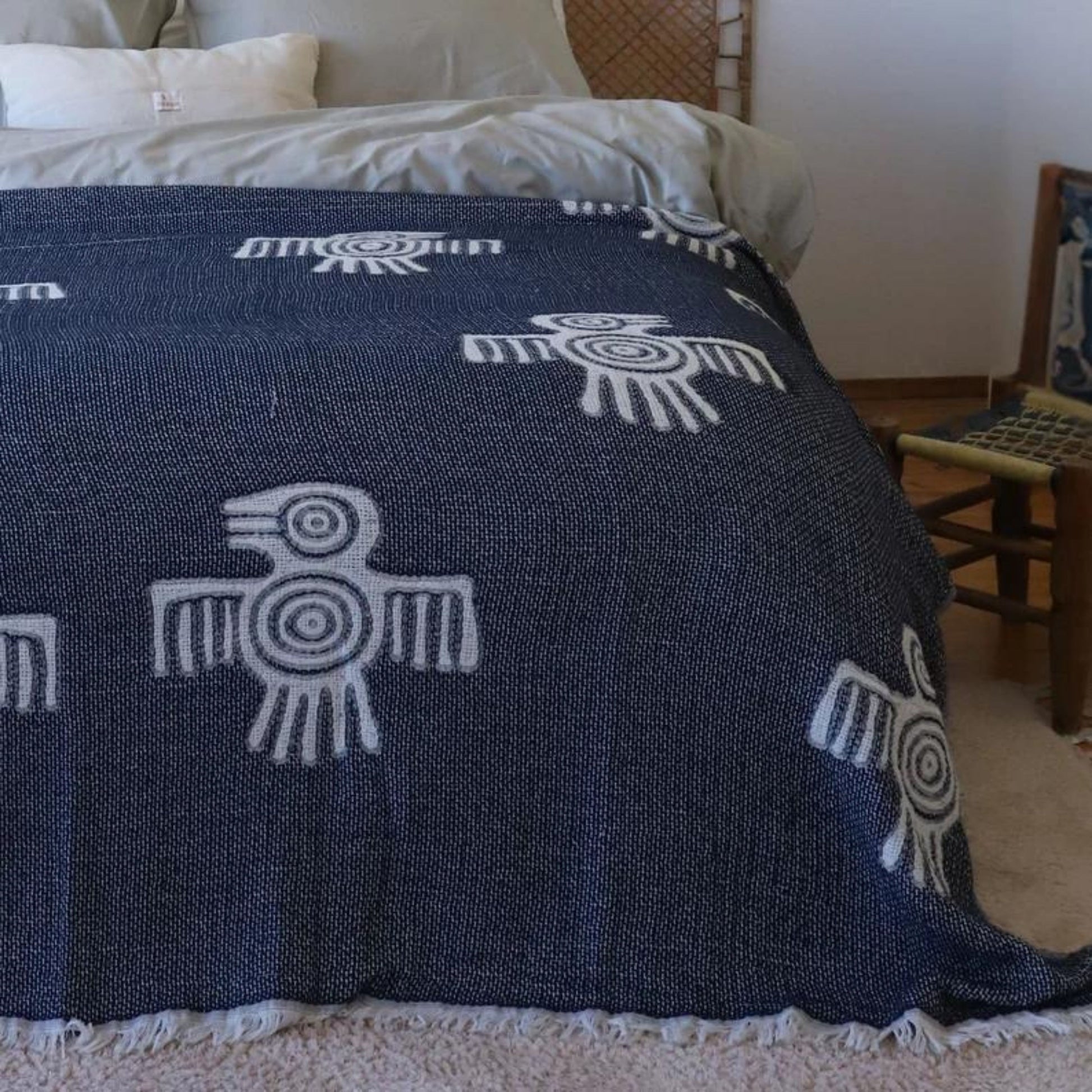 Etamine Woven Bedspread Aztec Bird, Bulk 100% Turkish Cotton Turkish Throws and Blankets-2