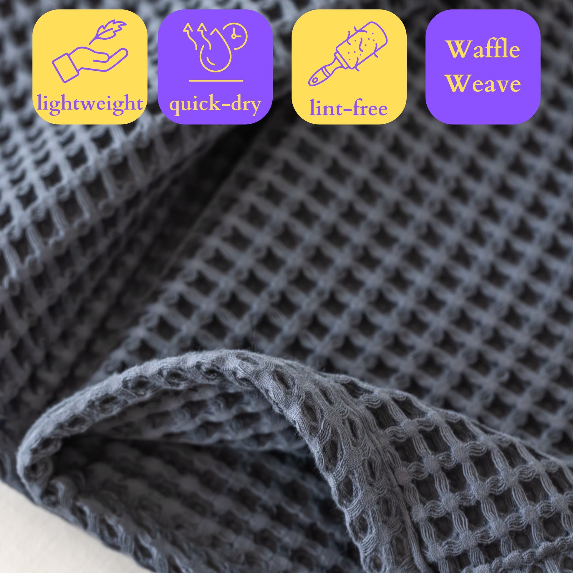 Anthracite Bulk Waffle Bath Towels Pack of 5-5