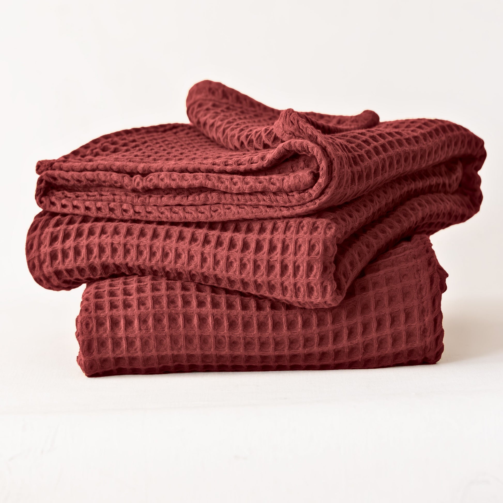 Dark Red Bulk Waffle Bath Towels Pack of 5-1