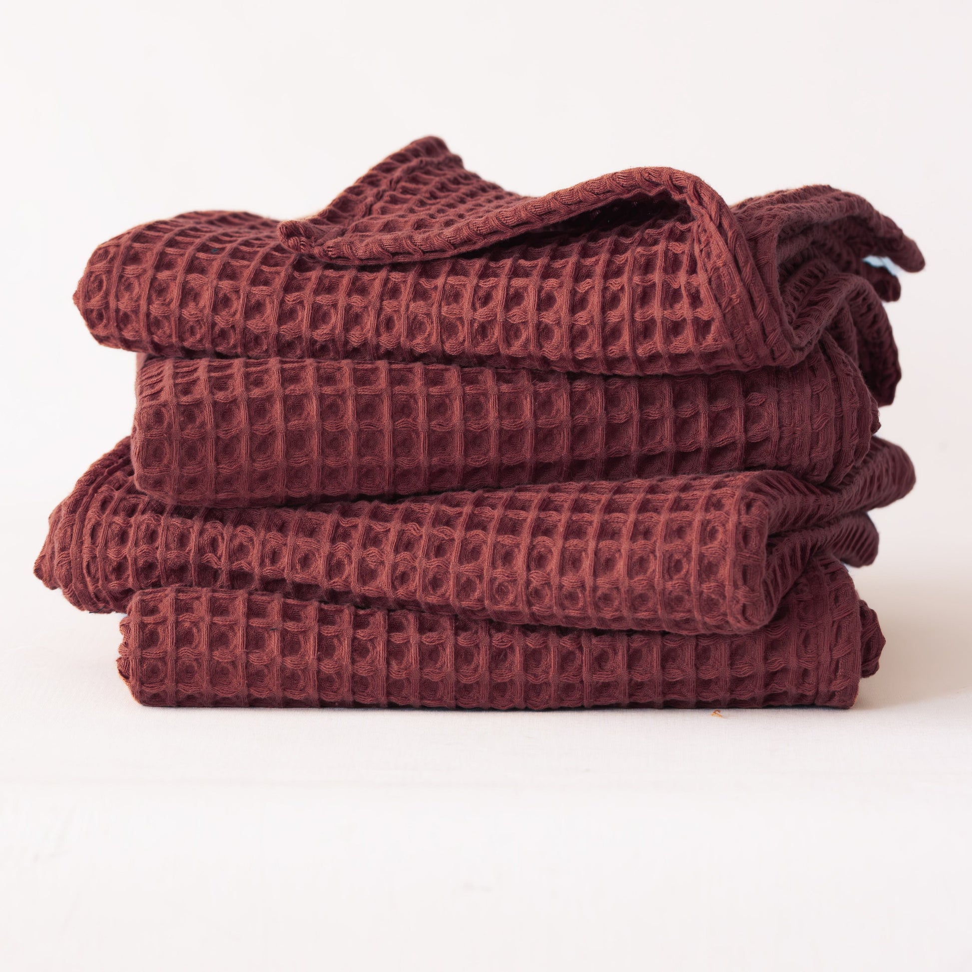 Dark Red Bulk Waffle Hand Towels Pack of 10-2