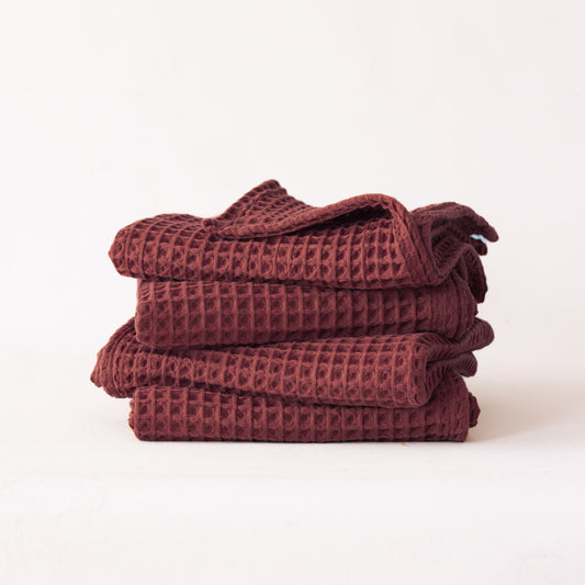 Dark Red Bulk Waffle Kitchen Towels Pack of 10-1