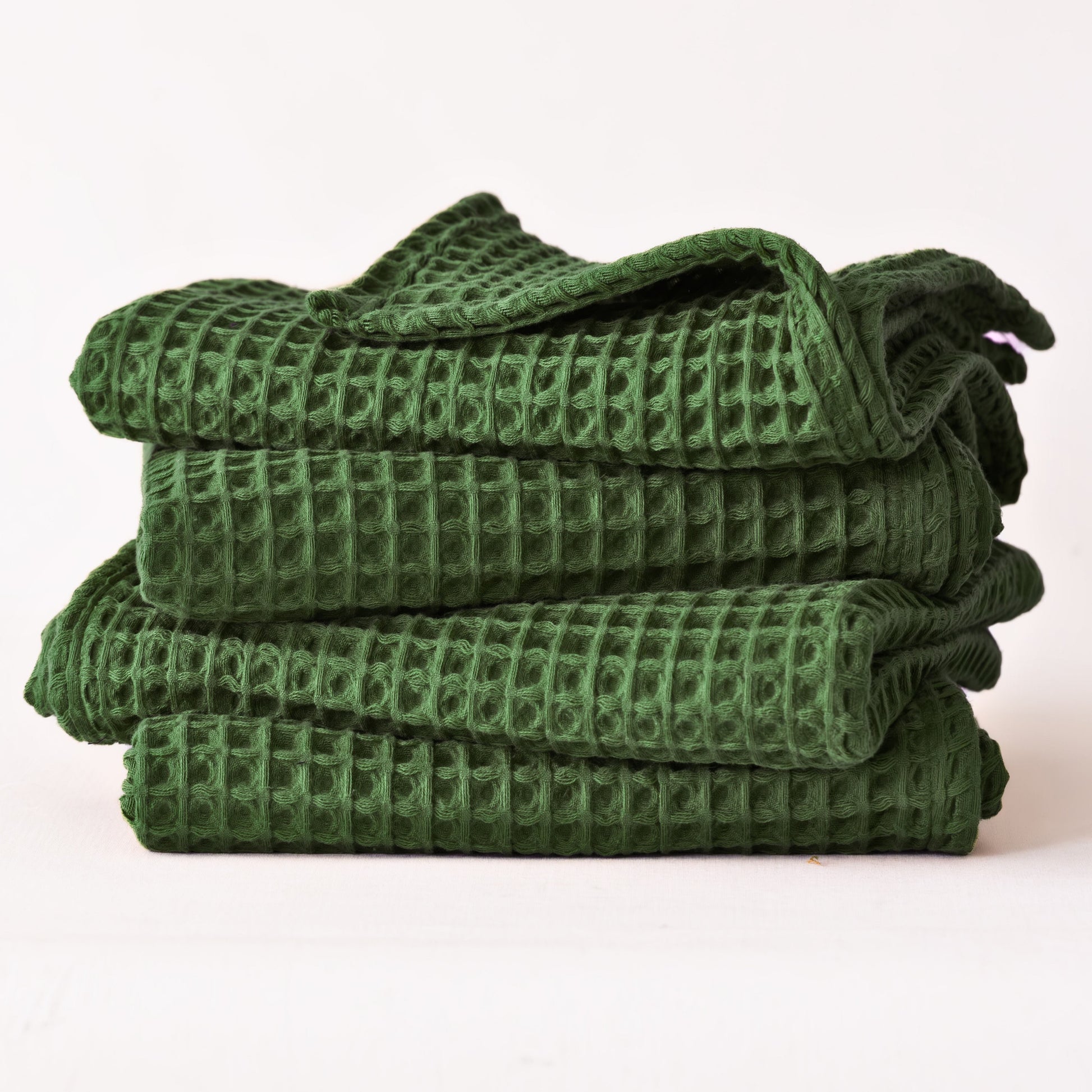 Dark Green Bulk Waffle Hand Towels Pack of 10-2