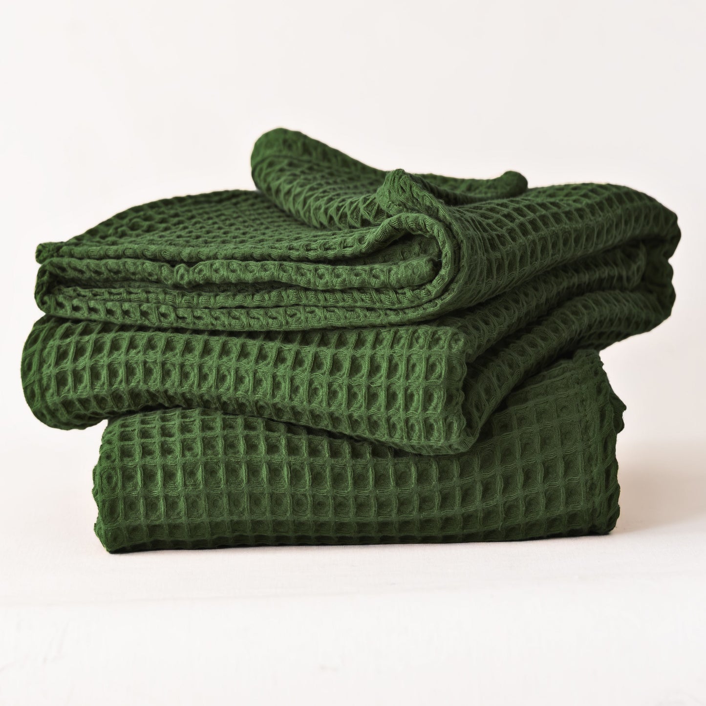 Dark Green Bulk Waffle Bath Towels Pack of 5-5