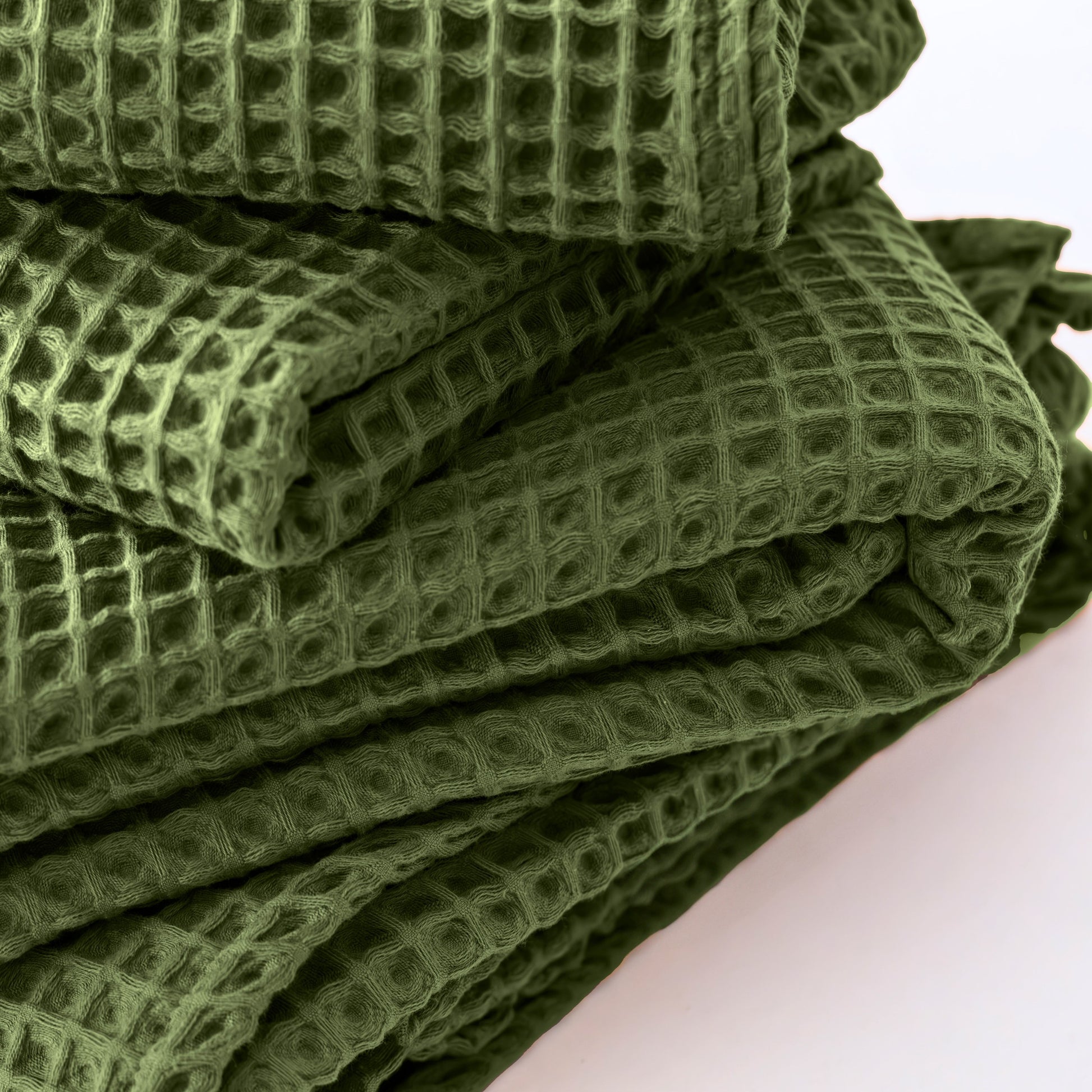 Dark Green Bulk Waffle Hand Towels Pack of 10-1