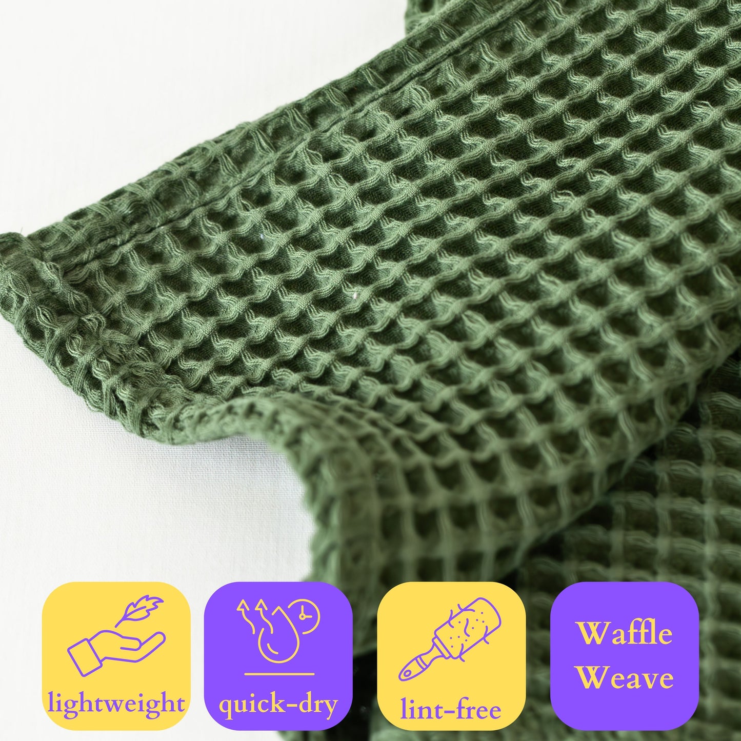 Dark Green Bulk Waffle Bath Towels Pack of 5-4