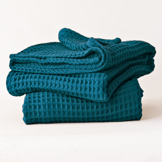 Indigo Blue Bulk Waffle Bath Towels Pack of 5-1