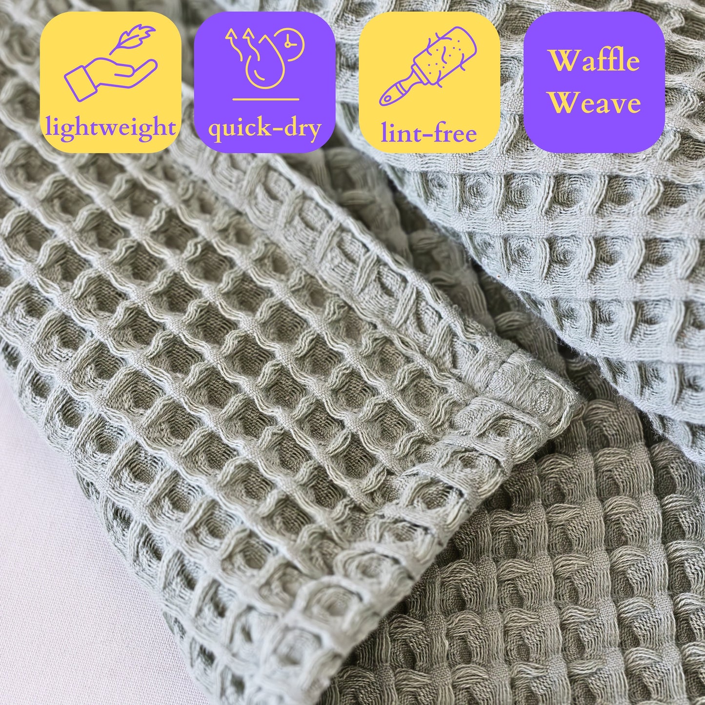 Sage Green Bulk Waffle Bath Towels Pack of 5-5