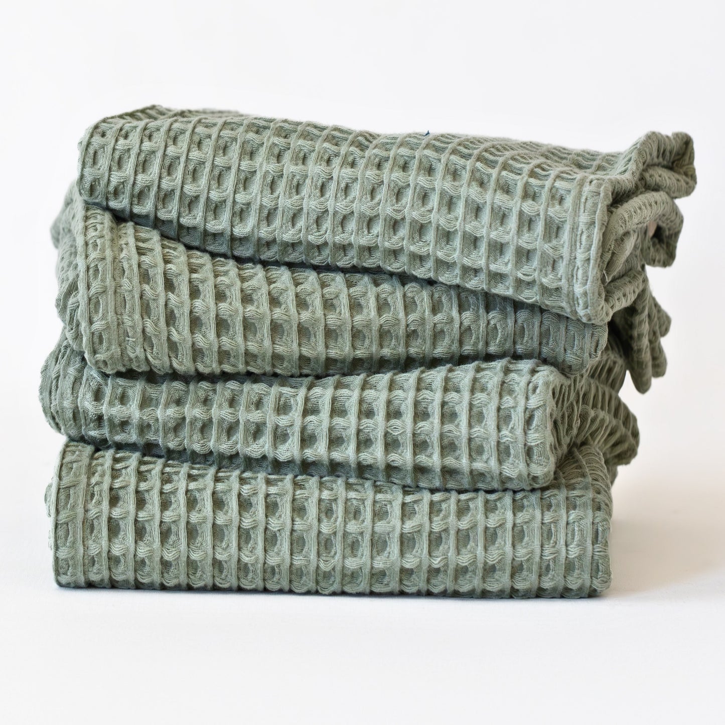 Sage Green Bulk Waffle Hand Towels Pack of 10-2