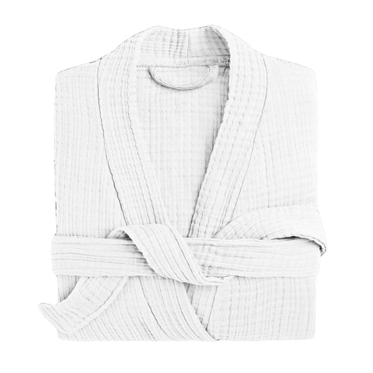 Muslin Robe 4-Layer Kimono White, 100% Turkish Cotton, Knee-Length, Relaxed-Style-1