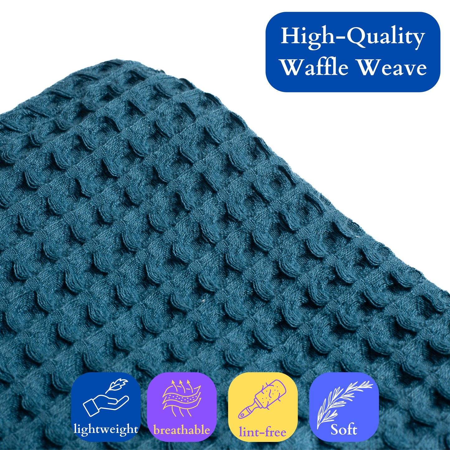 100% Turkish Cotton Waffle Weave Fabrics Indigo Blue Available in Bulk Orders