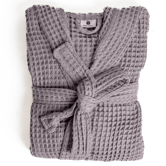 Waffle Robe with Hooded Unisex Grey Bulk