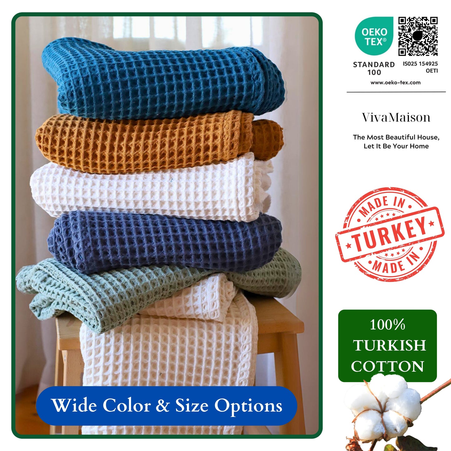 Natural Waffle Weave Blankets Bulk