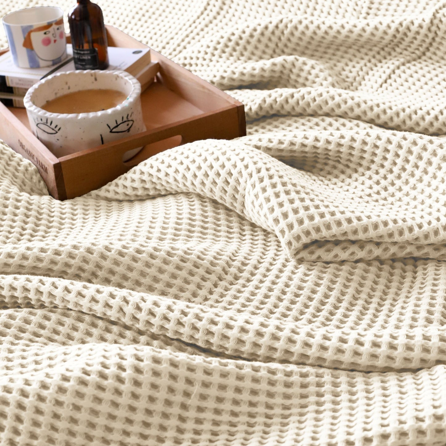 Natural Waffle Weave Blankets Bulk