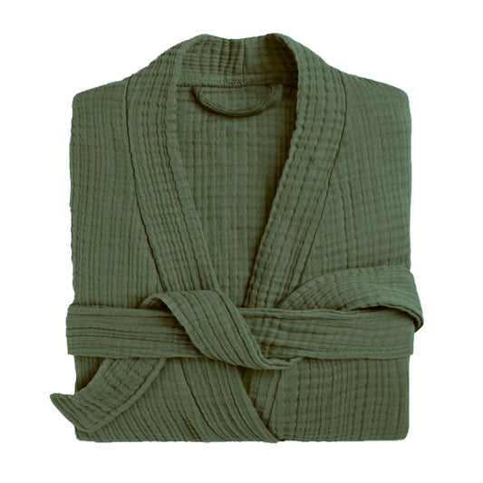 Muslin Robe 4-Layer Kimono Dark Green Bulk Pack of 8