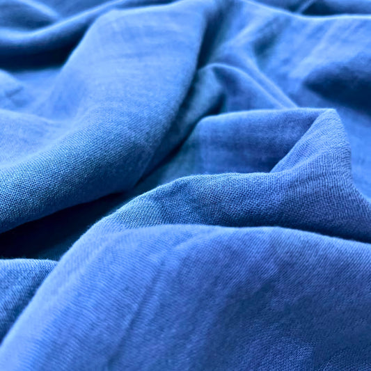 2-Layer Muslin Fabrics Indigo Blue, 100% Turkish Cotton, High-Quality, Solid, Available in Bulk Orders - 1