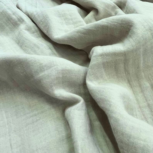 2-Layer Muslin Fabrics Sage Green, 100% Turkish Cotton, High-Quality, Solid-1