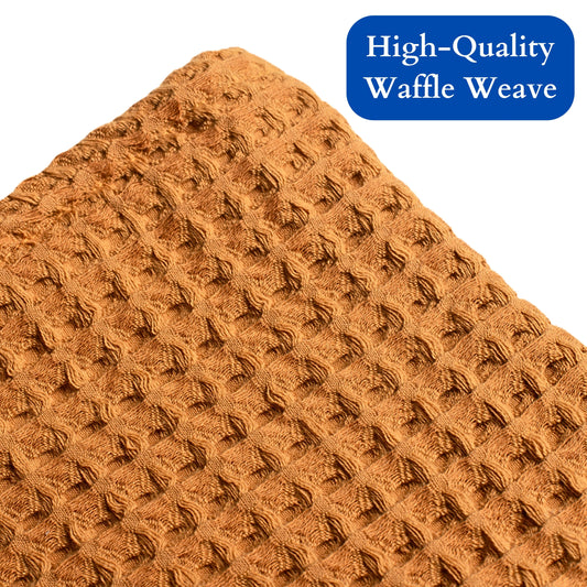 100% Turkish Cotton Waffle Weave Fabrics Caramel Available in Bulk Orders-1