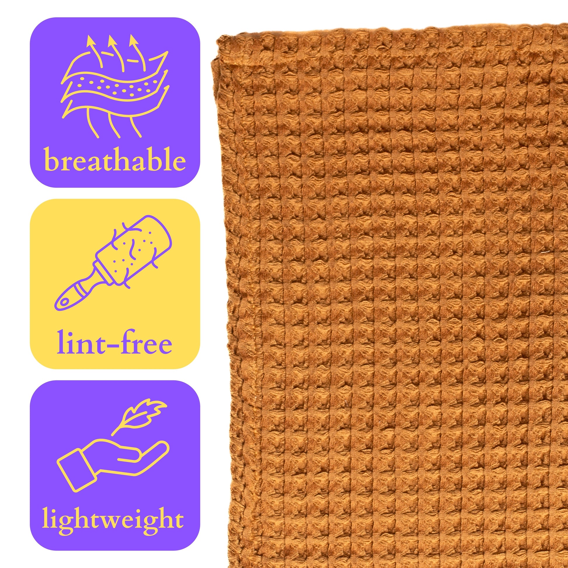 Bulk Waffle Weave Throws, Blankets and Bedspreads Caramel, 100% Turkish Cotton, High-Quality-5