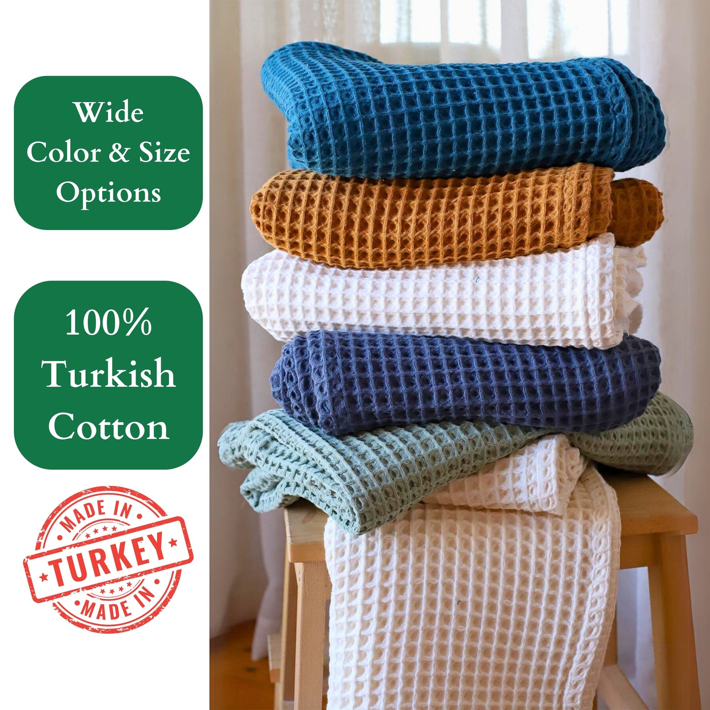 Bulk Waffle Weave Throws, Blankets and Bedspreads Caramel, 100% Turkish Cotton, High-Quality-6