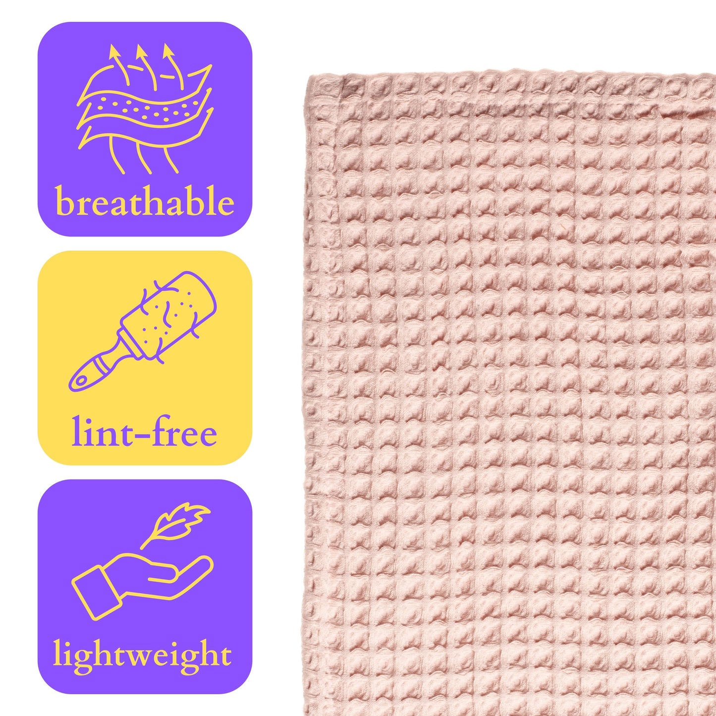 Bulk Waffle Weave Throws, Blankets and Bedspreads Pink, 100% Turkish Cotton, High-Quality-5