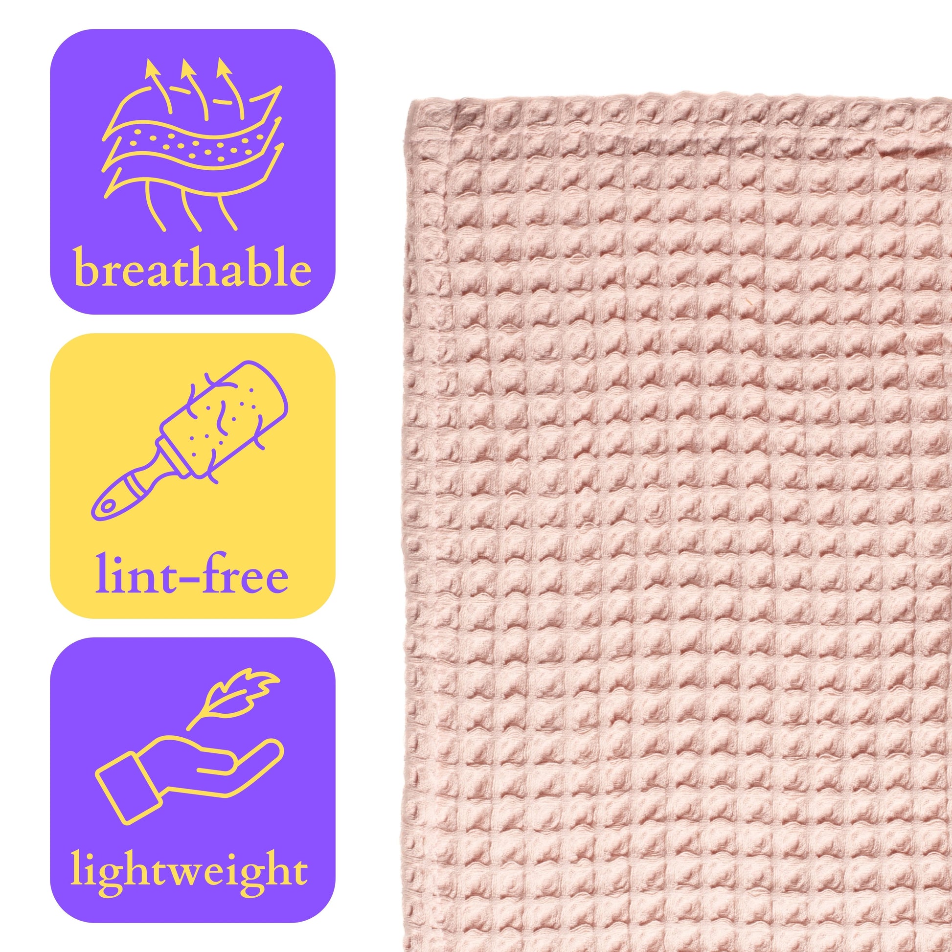 Bulk Waffle Weave Throws, Blankets and Bedspreads Pink, 100% Turkish Cotton, High-Quality-5